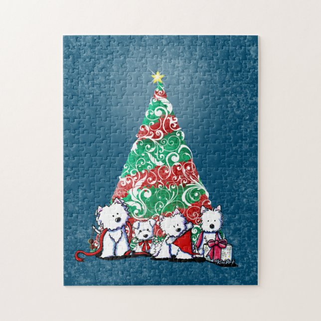 KiniArt Westie Terriers Christmas Jigsaw Puzzle (Vertical)