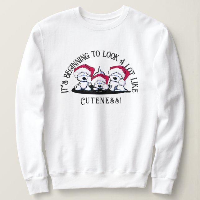 KiniArt Westie Trio Christmas Sweatshirt (Design Front)