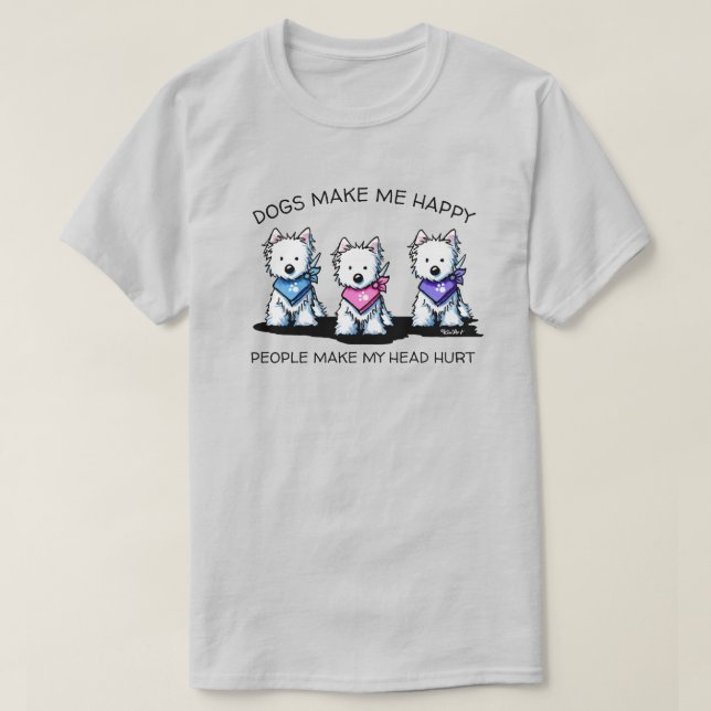 KiniArt Westie Trio Dog Lovers T-Shirt (Design Front)