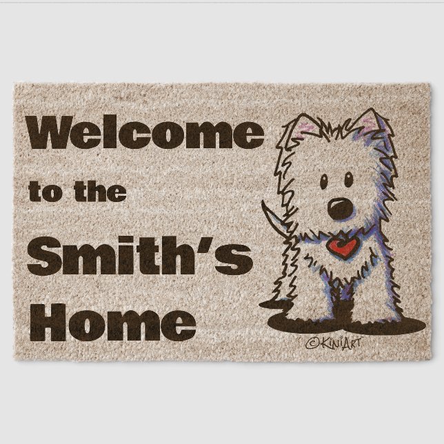 KiniArt Westie Welcome Fiber Doormat (Front)