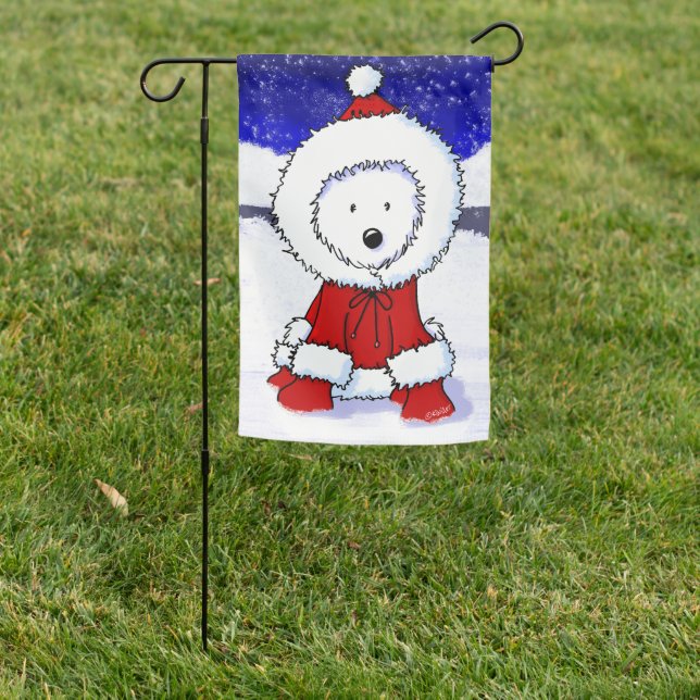 KiniArt Westie Winter Snow Garden Flag (In SItu)