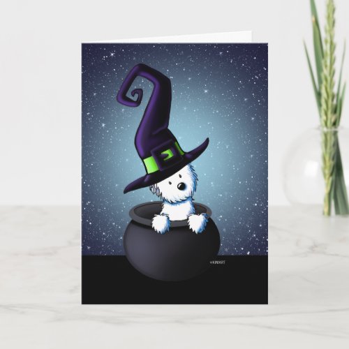 KiniArt Westie Witch Halloween Card