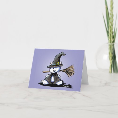 KiniArt Westie Witch Halloween Card