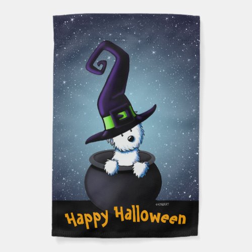 KiniArt Westie Witch Halloween Garden Flag