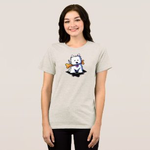 KiniArt Westie with Bone Tri-Blend Shirt