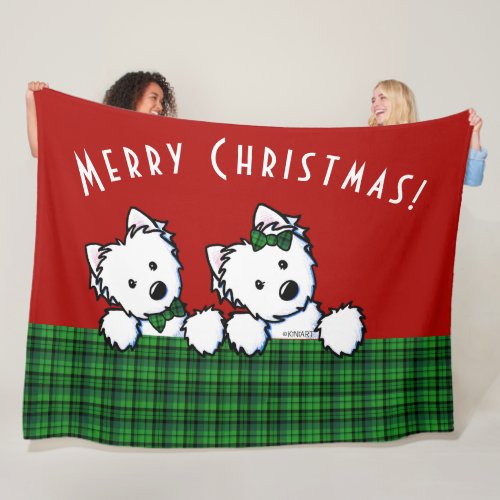 KiniArt Westies Christmas Fleece Blanket