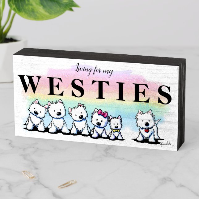 KiniArt Westies Wooden Box Sign (In Situ Horizontal)