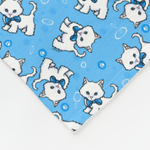 KiniArt White Kittens Fleece Blanket