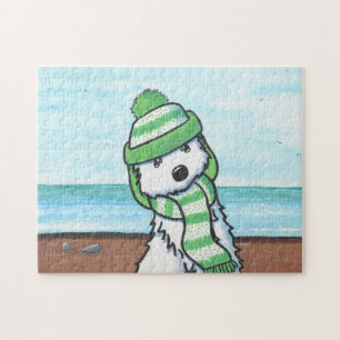KiniArt Winter Beach Westie Jigsaw Puzzle