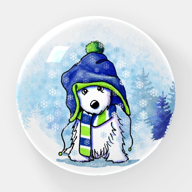 KiniArt Winter Dog Paperweight (Front)