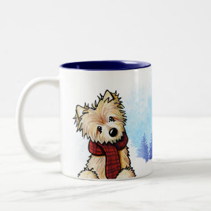 KiniArt Winter Norwich Terrier Two-Tone Coffee Mug