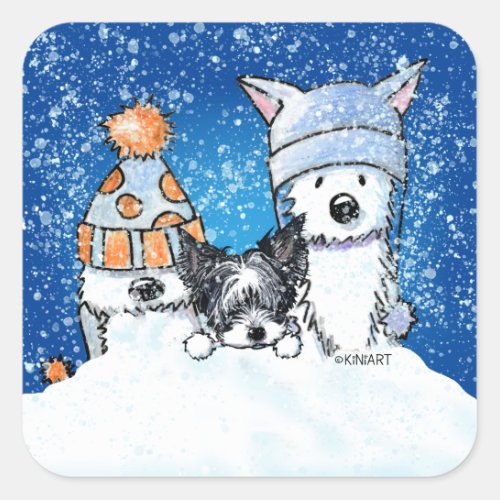 KiniArt Winter Trio Square Sticker