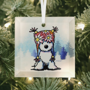 KiniArt Winter Westie Terrier Glass Ornament