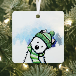 KiniArt Winter Westie Terrier Metal Ornament