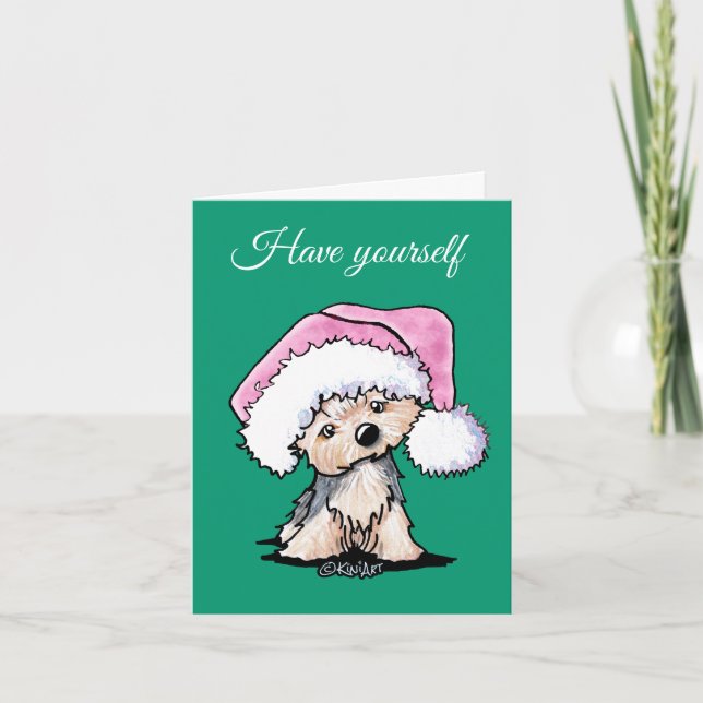 KiniArt Yorkie Terrier Dog Christmas Cards (Front)
