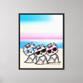 KiniArt Yorkie Trio Beach Canvas Print