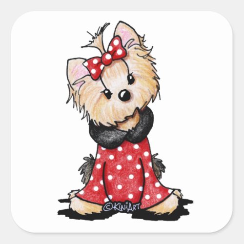 KiniArt Yorkie Valentine Square Sticker