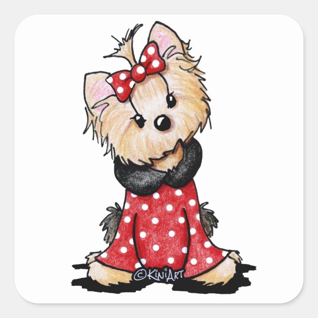 KiniArt Yorkie Valentine Square Sticker (Front)