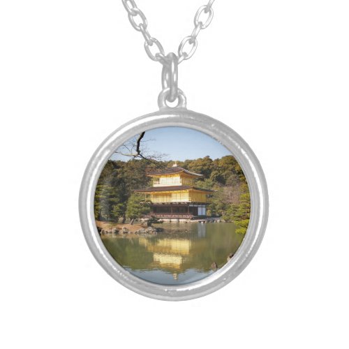 Kinkaku_ji 金閣寺 Temple of the Golden Pavilion Silver Plated Necklace