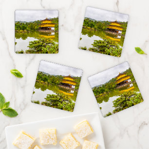 Kinkaku-ji Or Golden Pavilion And Pond, Kyoto Coaster Set