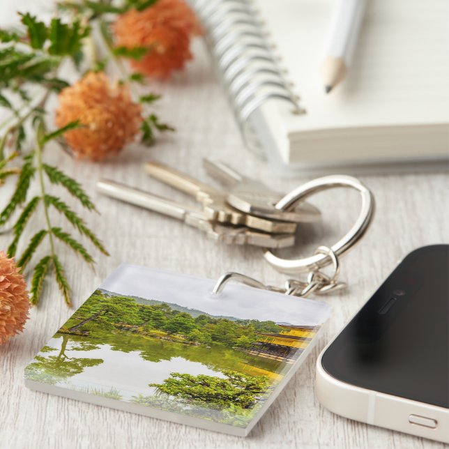 Kinkaku-ji Or Golden Pavilion And Pond, Kyoto Keychain (Front Right)