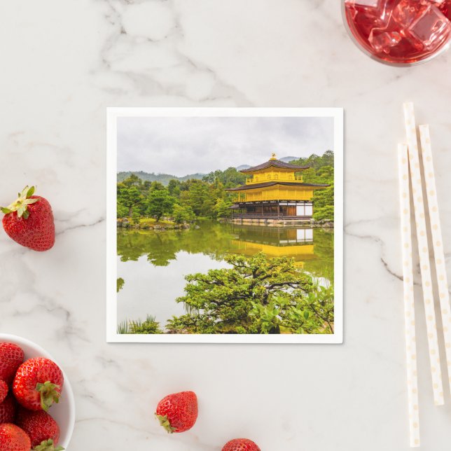 Kinkaku-ji Or Golden Pavilion And Pond, Kyoto Napkins (Insitu)
