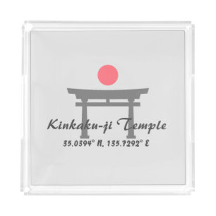 Kinkaku-ji Temple Latitude Longitude Acrylic Tray