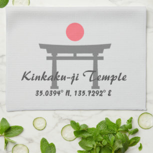 Kinkaku-ji Temple Latitude Longitude Kitchen Towel