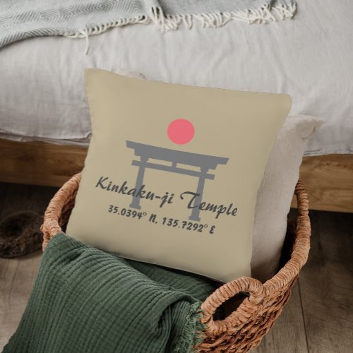 Kinkaku_ji Temple Latitude  Longitude  Throw Pillow