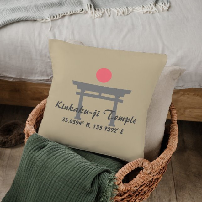 Kinkaku-ji Temple Latitude  Longitude  Throw Pillow (Creator Uploaded)