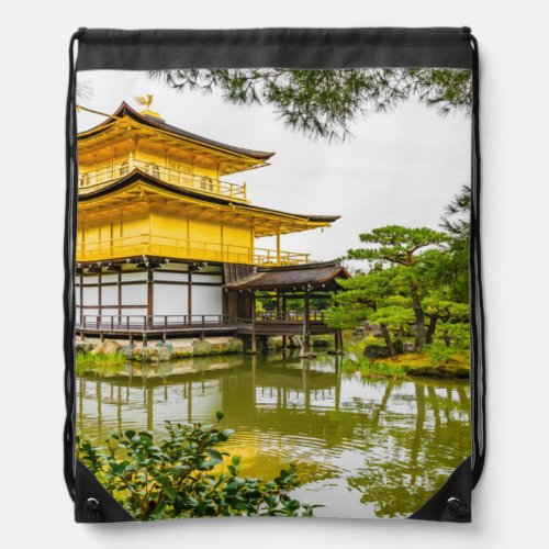 Kinkaku_ji the golden pavilion Kyoto Drawstring Bag