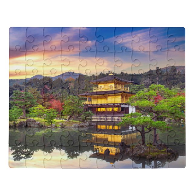 Kinkaku-ji Zen Temple Kyoto Japan Sunset Travel Jigsaw Puzzle (Puzzle Horizontal)