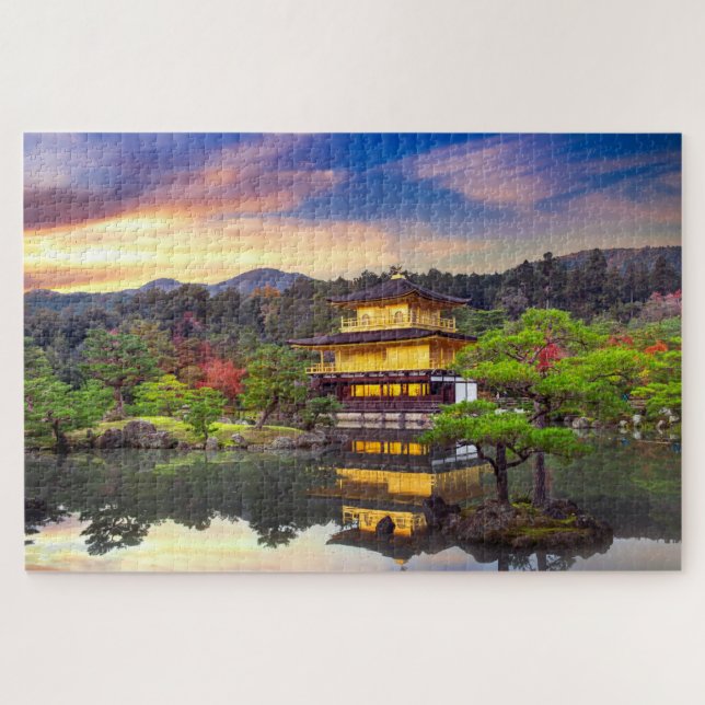 Kinkaku-ji Zen Temple Kyoto Japan Sunset Travel Jigsaw Puzzle (Horizontal)