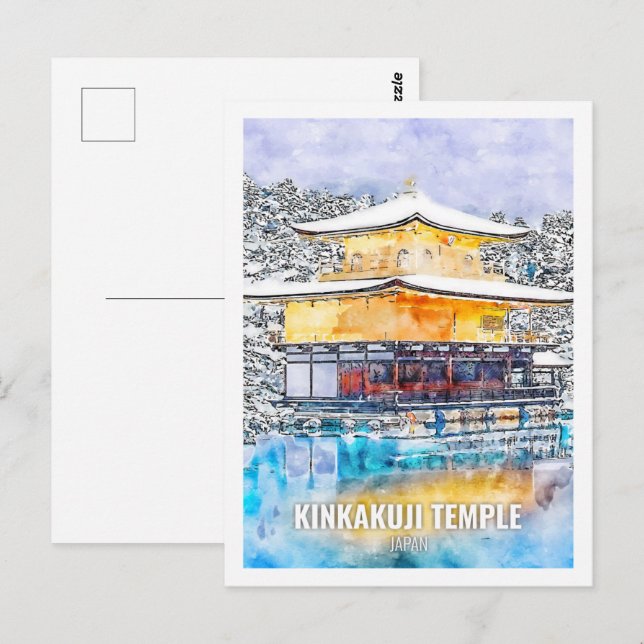 Kinkakuji Temple Japan Travel Watercolor Sketch Postcard (Front/Back)