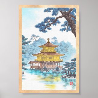 Kinkakuji Temple Kamei Tobei japanese scenery art Poster