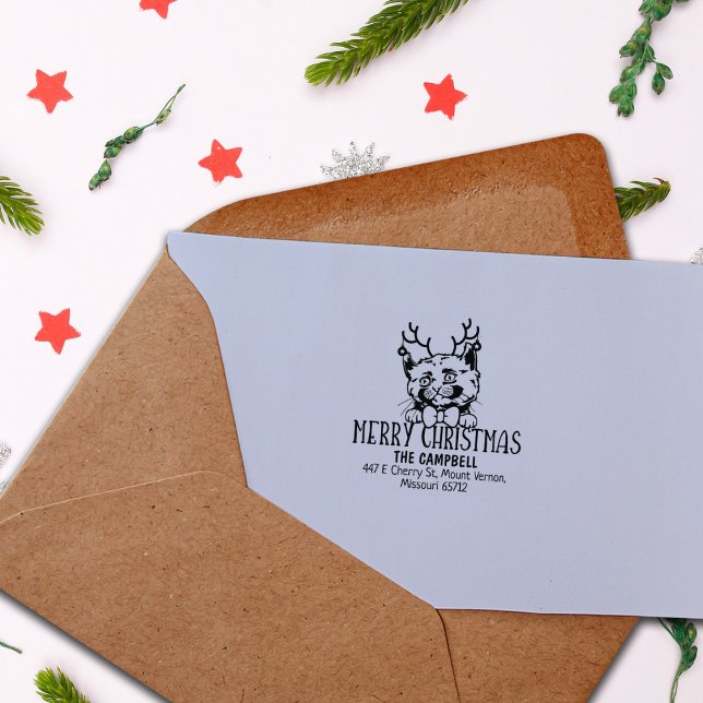 Kinkalow Cat Return Address Christmas  Rubber Stamp (Creator Uploaded)