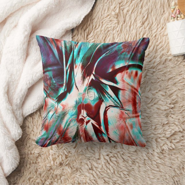 kinked red to cyan stained and scratched texture   throw pillow (Blanket)