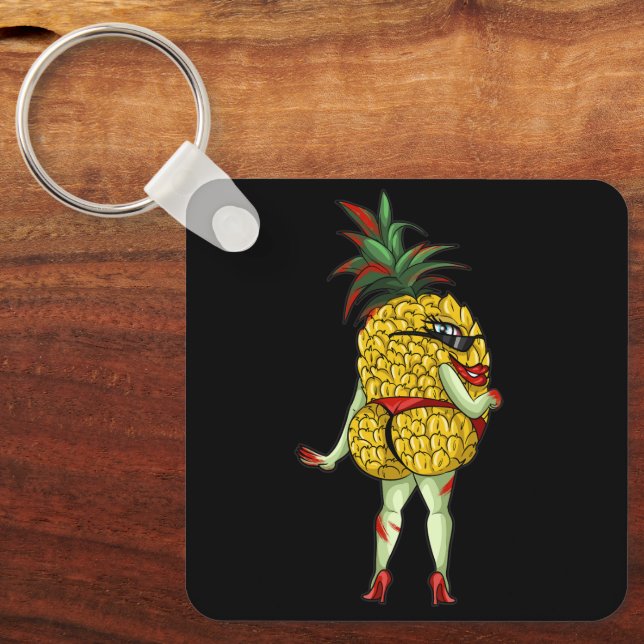 Kinky Adult Swinger Fruity Pineapple Keychain (Front)