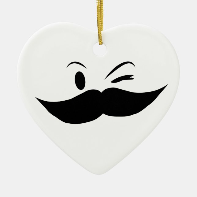 Kinky Mustache Ceramic Ornament (Front)