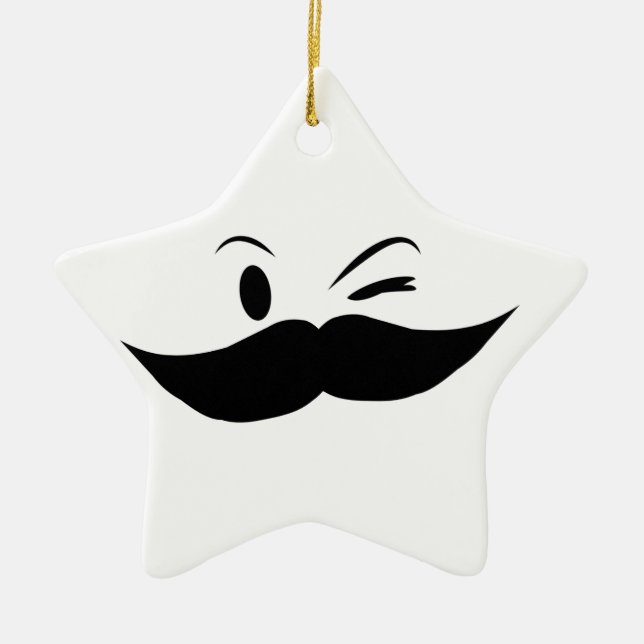 Kinky Mustache Ceramic Ornament (Front)