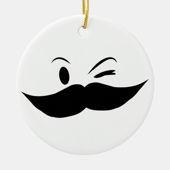 Kinky Mustache Ceramic Ornament (Front)