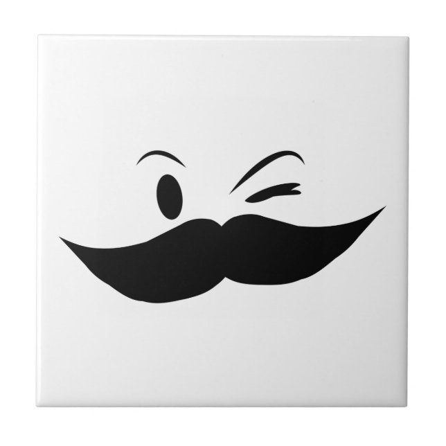 Kinky Mustache Ceramic Tile (Front)