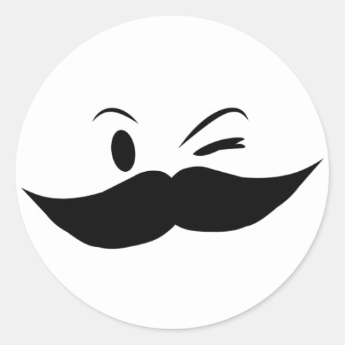 Kinky Mustache Classic Round Sticker