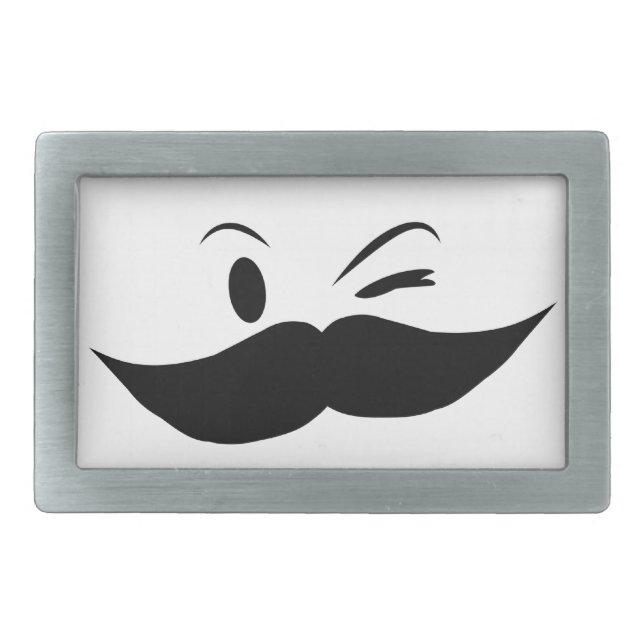 Kinky Mustache Rectangular Belt Buckle (Front)