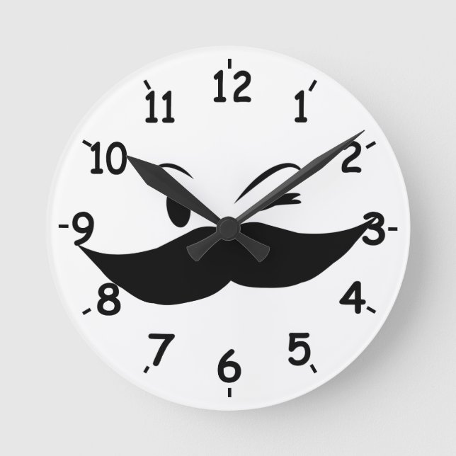 Kinky Mustache Round Clock (Front)