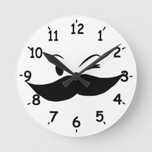 Kinky Mustache Round Clock