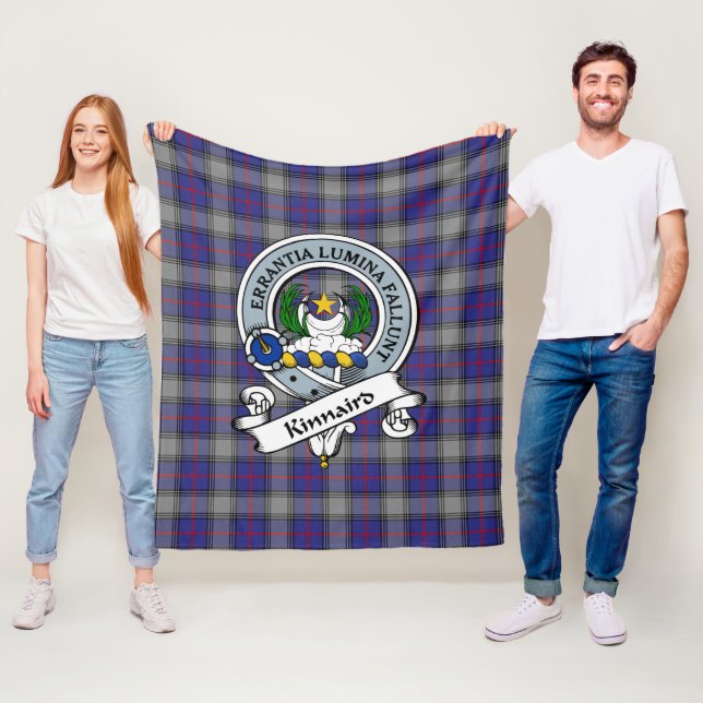 Kinnaird Clan Badge Tartan Plaid Fleece Blanket (In Situ)