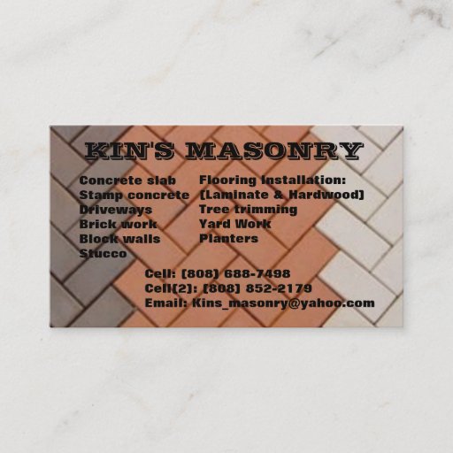 Customizable Kin's_masonry Business Card