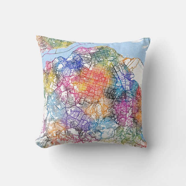 Kinshasa DR Congo City Map Throw Pillow (Front)
