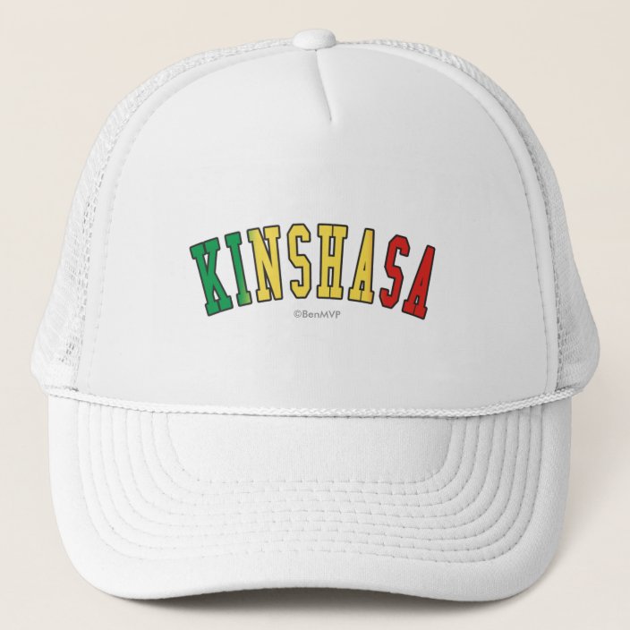 Kinshasa in Congo National Flag Colors Trucker Hat